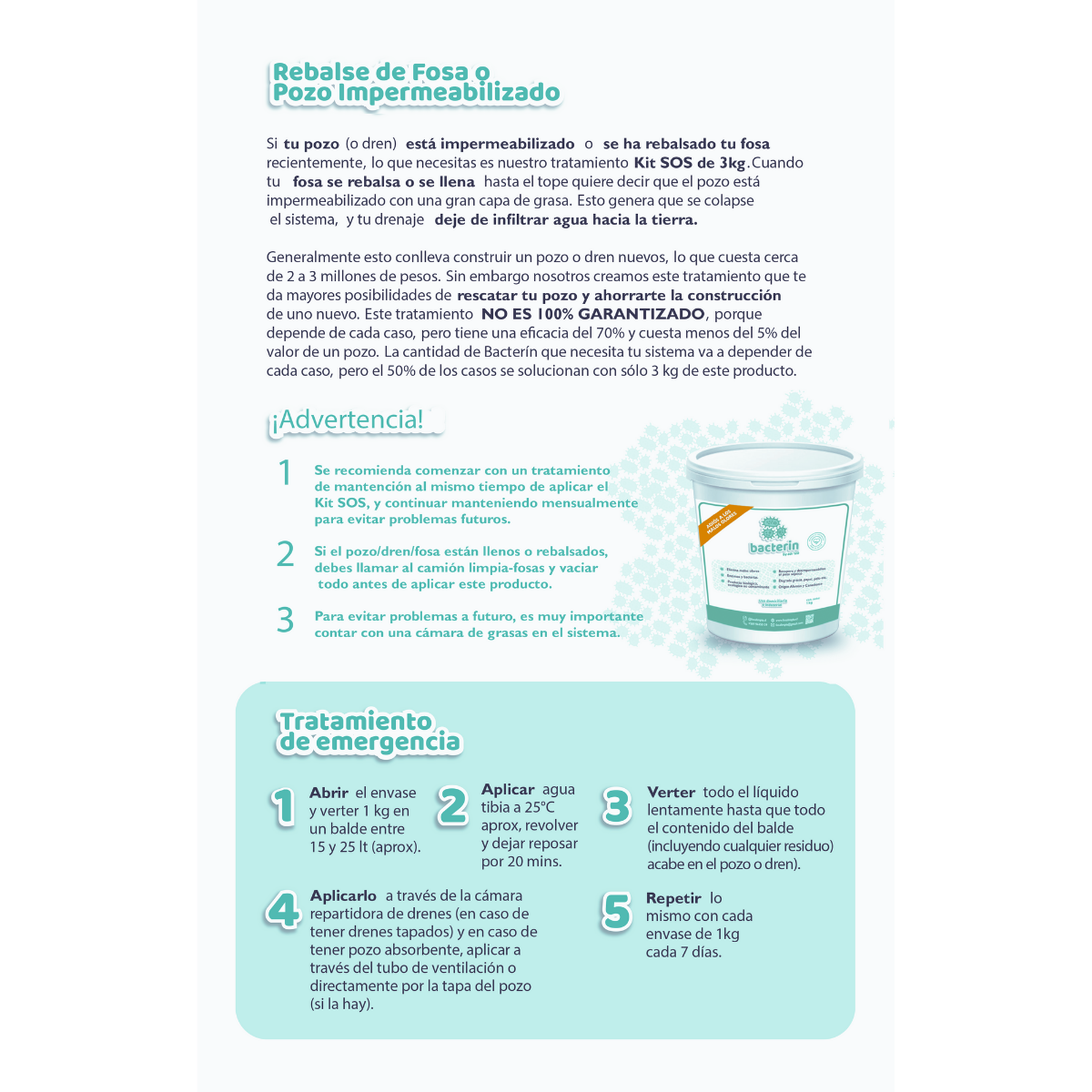 Tratamiento de Bacterias y Enzimas Fosa Séptica para 3 Meses