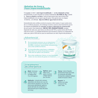 Tratamiento de Bacterias y Enzimas Fosa Séptica para 3 Meses